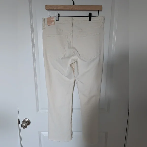 NWT Kut from the Kloth Kelsey High Rise Ankle Flare Jeans Ecru Raw Hem Size 10 - Picture 4 of 11